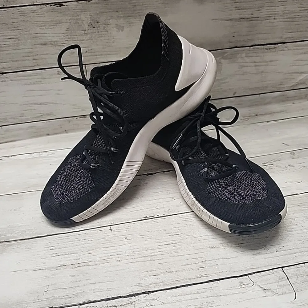 Nike Free TR Flyknit Training Shoes Black/White Sole Women's Size US 9.5